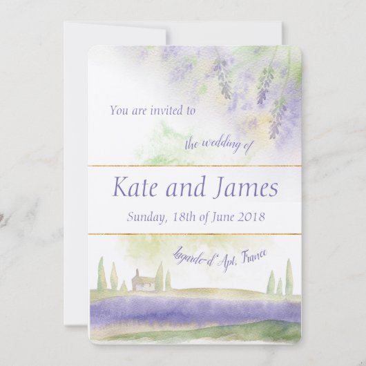 Provence Waterverf Wedding Invitation Kaart (Voorkant)