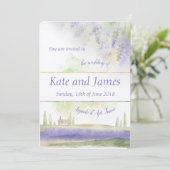 Provence Waterverf Wedding Invitation Kaart (Staand voorkant)