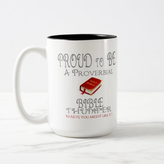 Proverbiële bijbelduim tweekleurige koffiemok (Links)