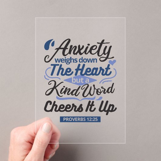 Proverbs 12:25 Bible Verse – Kind Word Art Acryl Uitnodigingen (Insitu (Draagbaar))