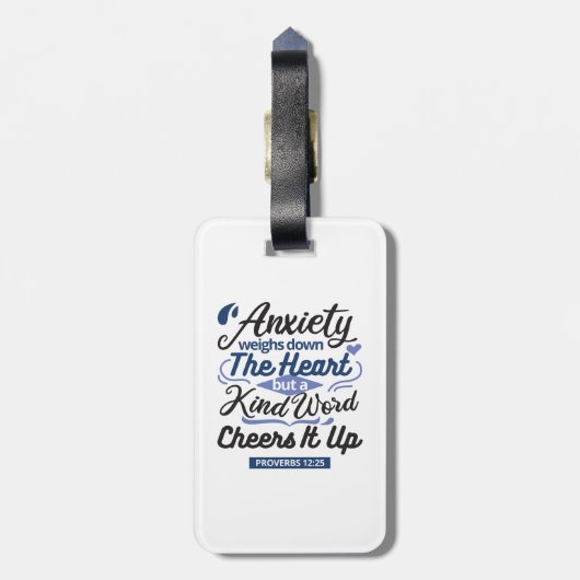 Proverbs 12:25 Bible Verse – Kind Word Art Bagagelabel (Achterkant verticaal)