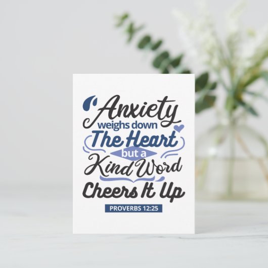 Proverbs 12:25 Bible Verse – Kind Word Art Briefkaart (Staand voorkant)
