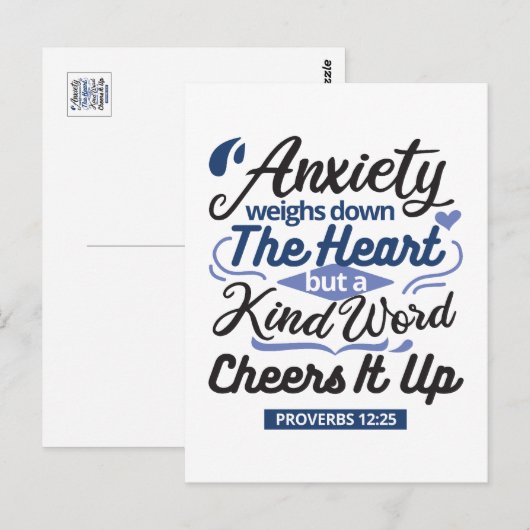 Proverbs 12:25 Bible Verse – Kind Word Art Briefkaart (Voorkant / Achterkant)