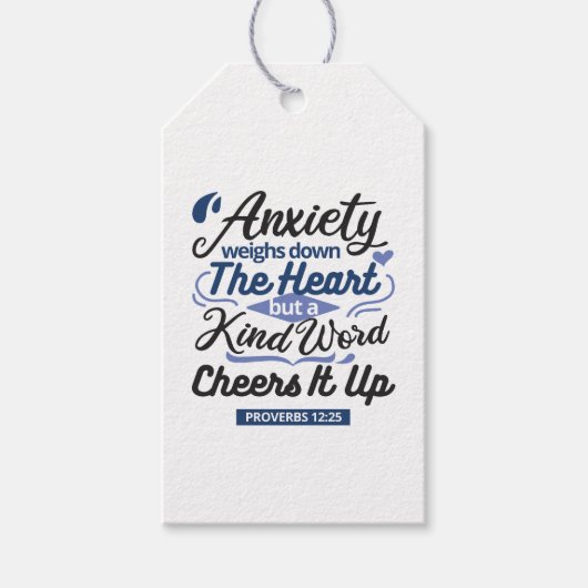 Proverbs 12:25 Bible Verse – Kind Word Art Cadeaulabel (Voorkant)