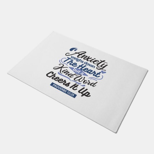 Proverbs 12:25 Bible Verse – Kind Word Art Deurmat (Schuin)