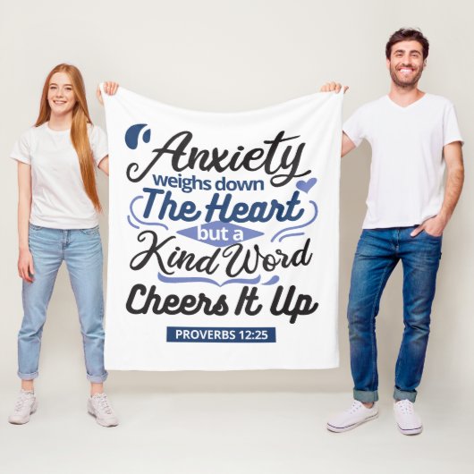 Proverbs 12:25 Bible Verse – Kind Word Art Fleece Deken (In situ)
