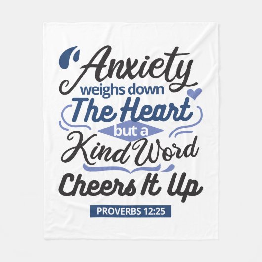 Proverbs 12:25 Bible Verse – Kind Word Art Fleece Deken (Voorkant)
