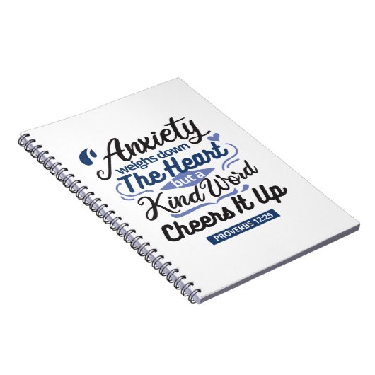 Proverbs 12:25 Bible Verse – Kind Word Art Notitieboek (Rechterzijde)