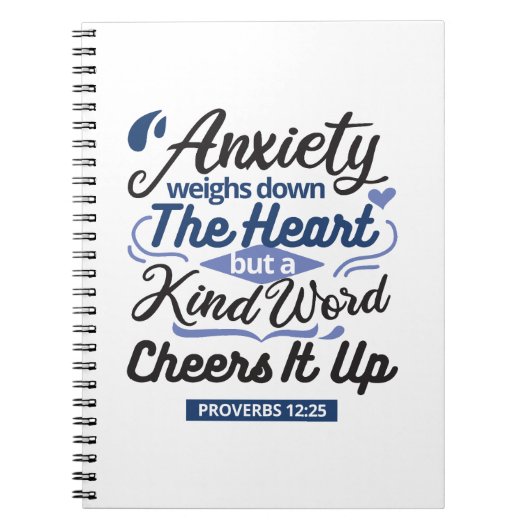 Proverbs 12:25 Bible Verse – Kind Word Art Notitieboek (Voorkant)