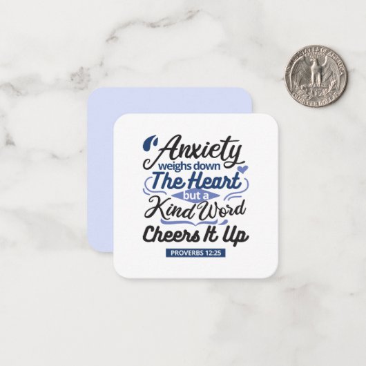 Proverbs 12:25 Bible Verse – Kind Word Art Notitiekaartje (Voorkant / Achterkant in situ)