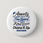 Proverbs 12:25 Bible Verse – Kind Word Art Ronde Button 5,7 Cm (Voorkant)