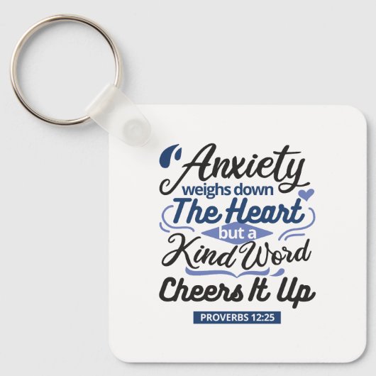 Proverbs 12:25 Bible Verse – Kind Word Art Sleutelhanger (Voorkant)