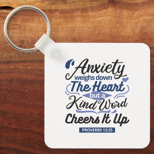 Proverbs 12:25 Bible Verse – Kind Word Art Sleutelhanger (Voorkant)