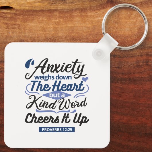 Proverbs 12:25 Bible Verse – Kind Word Art Sleutelhanger (Achterkant)