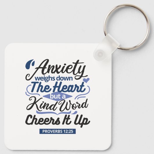 Proverbs 12:25 Bible Verse – Kind Word Art Sleutelhanger (Achterkant)