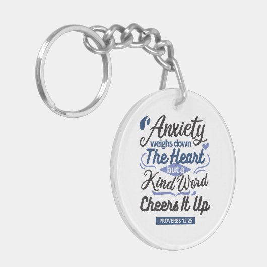 Proverbs 12:25 Bible Verse – Kind Word Art Sleutelhanger (Voorkant Links)