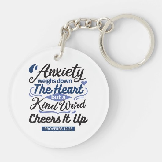 Proverbs 12:25 Bible Verse – Kind Word Art Sleutelhanger (Achterkant)