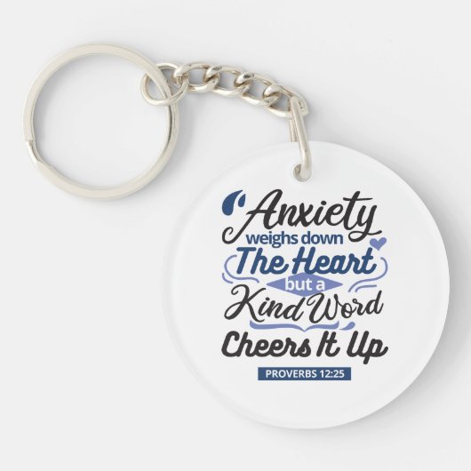Proverbs 12:25 Bible Verse – Kind Word Art Sleutelhanger (Voorkant)