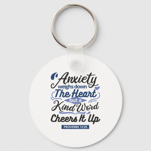 Proverbs 12:25 Bible Verse – Kind Word Art Sleutelhanger (Voorkant)