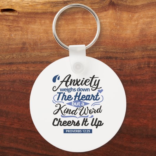 Proverbs 12:25 Bible Verse – Kind Word Art Sleutelhanger (Voorkant)