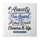 Proverbs 12:25 Bible Verse – Kind Word Art Tegeltje (Voorkant)
