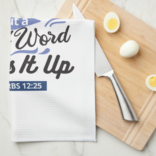 Proverbs 12:25 Bible Verse – Kind Word Art Theedoek (Quarter Fold)
