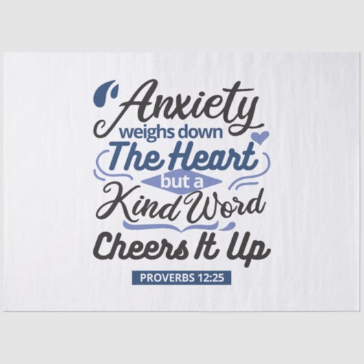Proverbs 12:25 Bible Verse – Kind Word Art Tissuepapier (Voorkant)