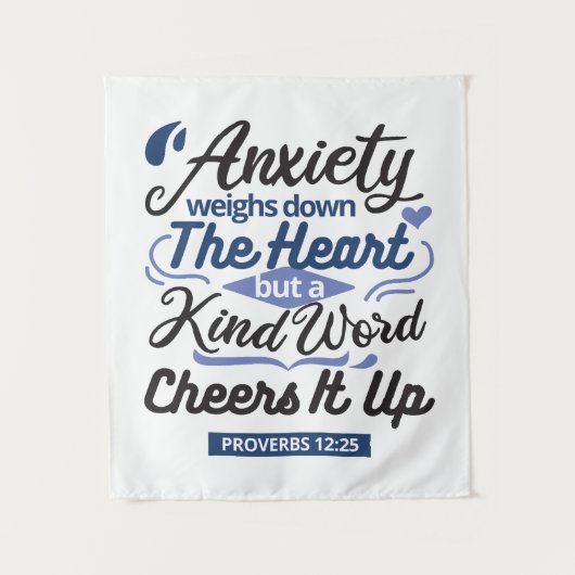 Proverbs 12:25 Bible Verse – Kind Word Art Wandkleed (Voorkant)