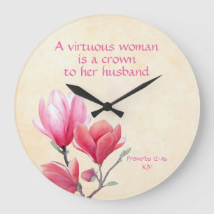 Proverbs 12:4a - Een heilzame vrouw kroon op man Grote Klok