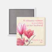 Proverbs 12:4a - Een heilzame vrouw kroon op man Magneet (Voorkant / Achterkant)