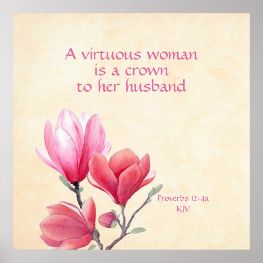 Proverbs 12:4a - een heilzame vrouw kroon op man poster (Voorkant)