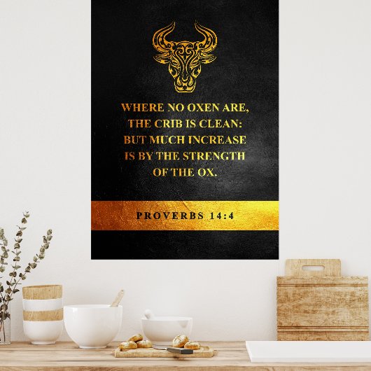 Proverbs 14:4 Bijbelversie Poster (Keuken)