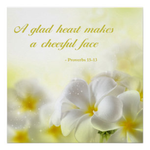 Proverbs 15:13   Bijbelprijsopgave   Gele Floral Poster