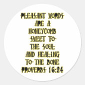 Proverbs 16:24 ronde sticker (Voorkant)