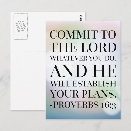 Proverbs 16:3 Bijbelcitaat Briefkaart (Voorkant / Achterkant)