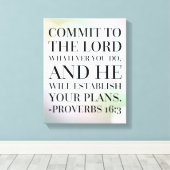 Proverbs 16:3 Bijbelcitaat Canvas Afdruk (Insitu (Houten vloer))
