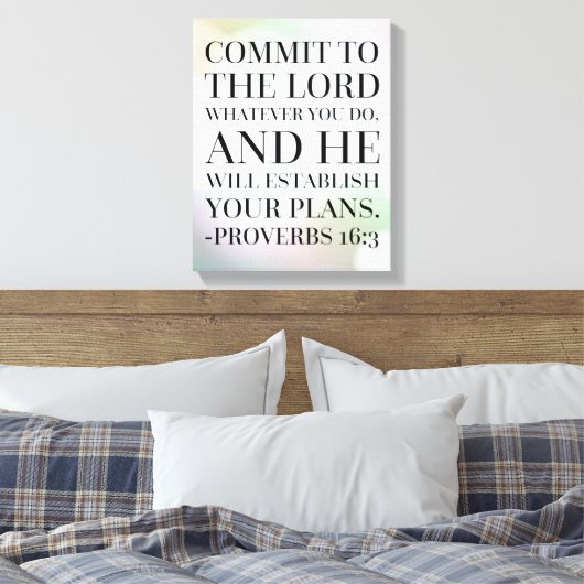 Proverbs 16:3 Bijbelcitaat Canvas Afdruk (Insitu (Slaapkamer))