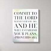 Proverbs 16:3 Bijbelcitaat Canvas Afdruk (Voorkant)
