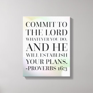 Proverbs 16:3 Bijbelcitaat Canvas Afdruk