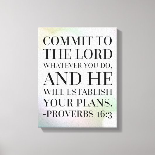 Proverbs 16:3 Bijbelcitaat Canvas Afdruk (Voorkant)