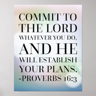 Proverbs 16:3 Bijbelcitaat Poster