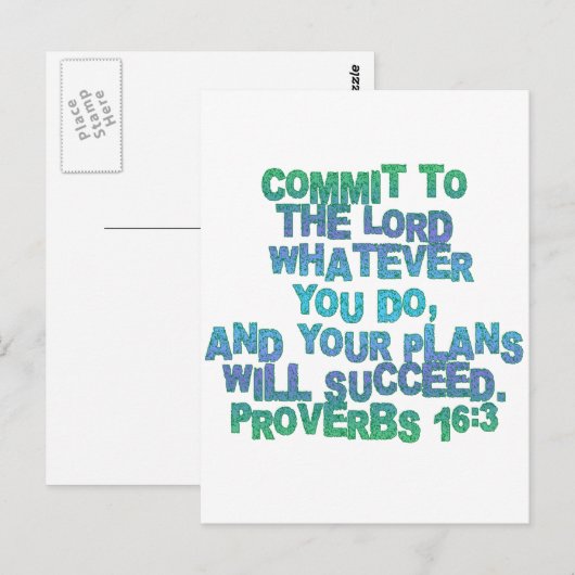 Proverbs 16:3 briefkaart (Voorkant / Achterkant)