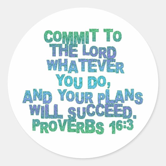 Proverbs 16:3 ronde sticker (Voorkant)