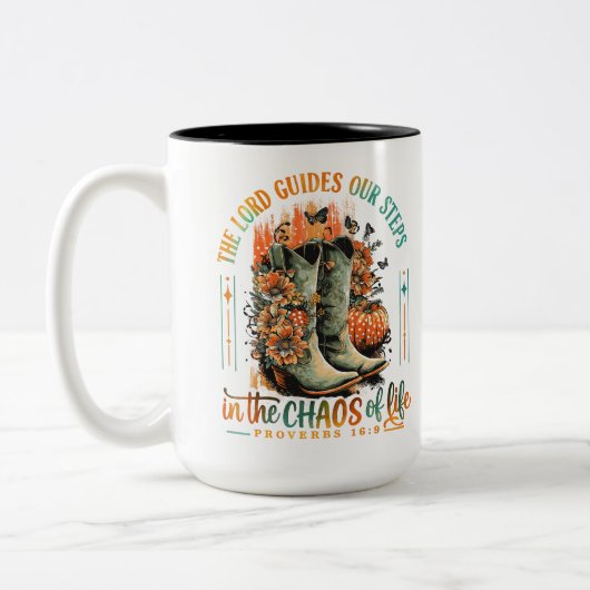 Proverbs 16:9 tweekleurige koffiemok (Links)