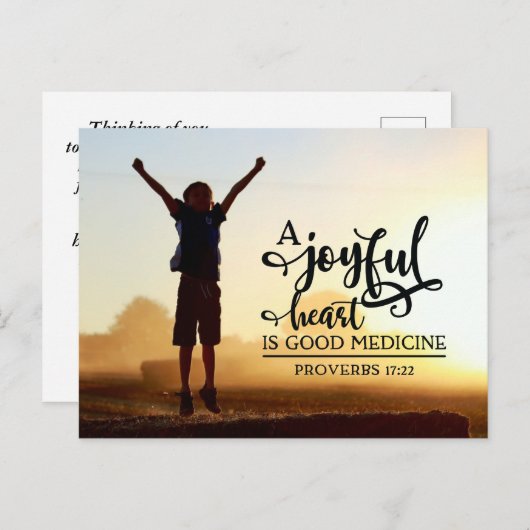 Proverbs 17:22 Een vrolijk hart is goede geneeskun Briefkaart (Voorkant / Achterkant)