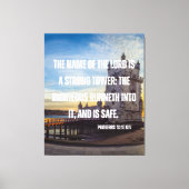 Proverbs 18:10 Bijbelverse canvas wandkunst (Voorkant)