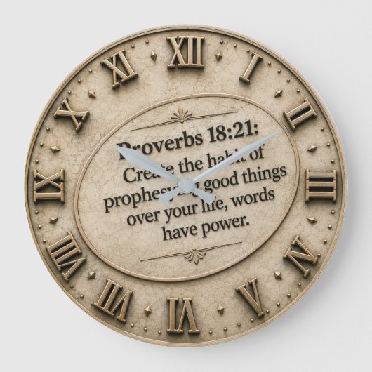 Proverbs 18:21 Words Have Power Grote Klok (Voorkant)