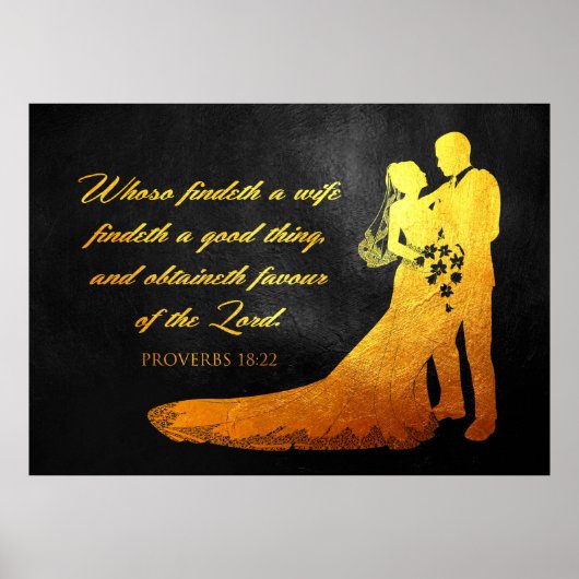 Proverbs 18:22 Bijbelversie Poster (Voorkant)