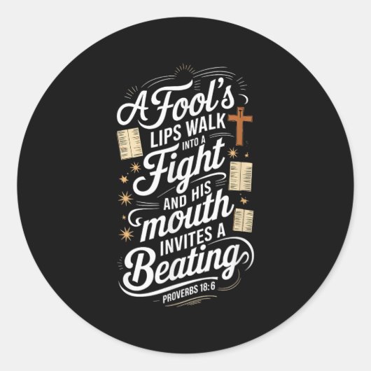 Proverbs 18 6 _ Bible Verse  Ronde Sticker (Voorkant)