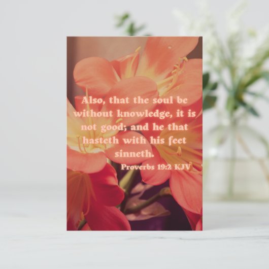 Proverbs 19:2 KJV Bijbel Verse Pic Flat Greeting Kaart (Staand voorkant)